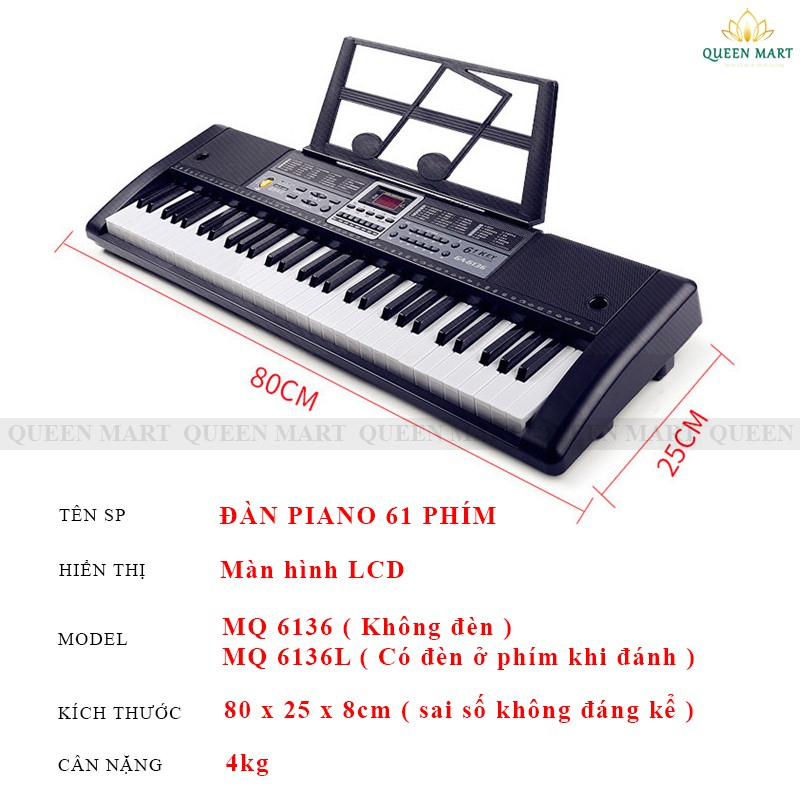 {PHÍM LED + GIÁ ĐÀN} - Đàn Piano Đàn Organ Electronic Keyboard Đàn 61 phím Đàn điện cho người mới học – Q062