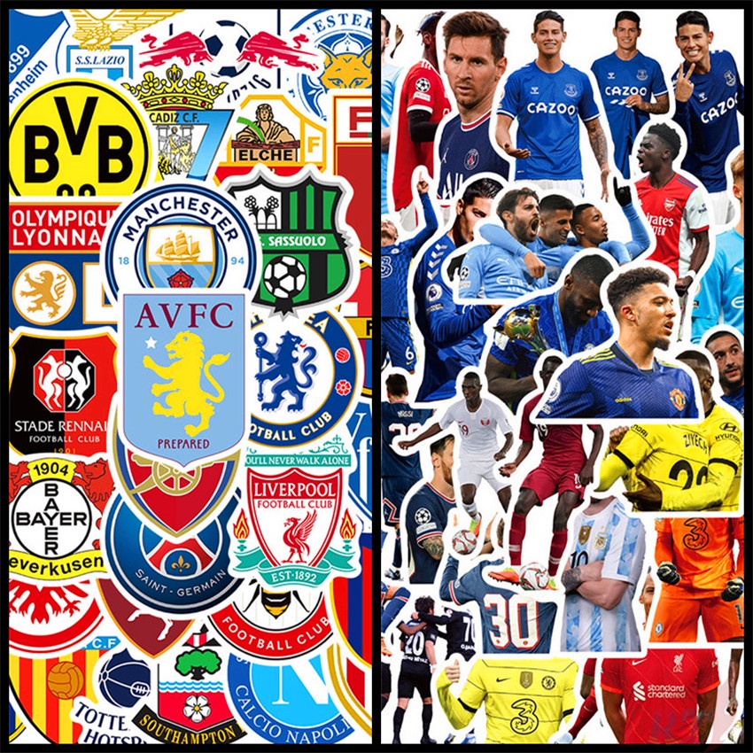 Bộ 100 Cái/Bộ ❉ Miếng Dán Logo Câu Lạc Bộ Bóng Đá Và Superstar ❉ Sticker Dán Tường Chống Thấm Nước Thời Trang