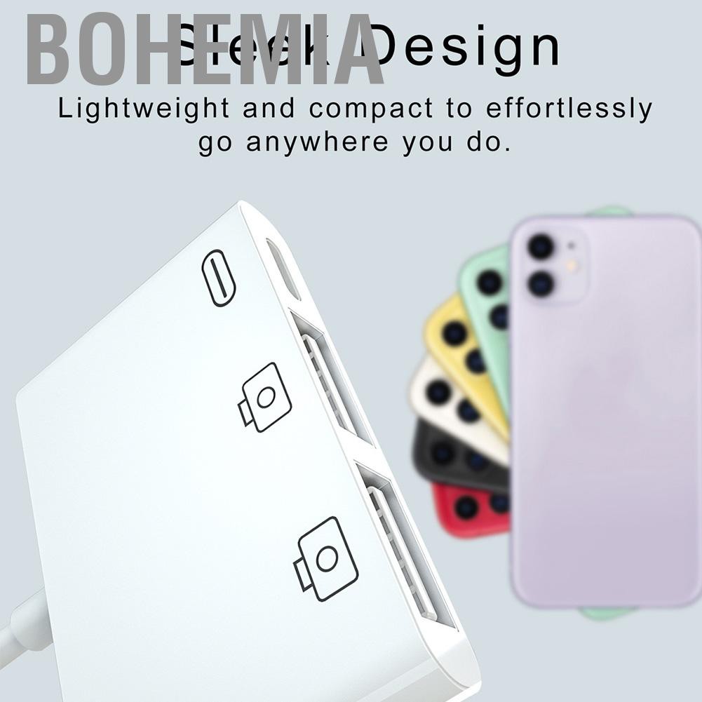 Bộ điều hợp mở rộng OTG 3 trong 1 cho thẻ nhớ IOS USB HUB/ bàn phím/ chuột/ máy ảnh/ piano
