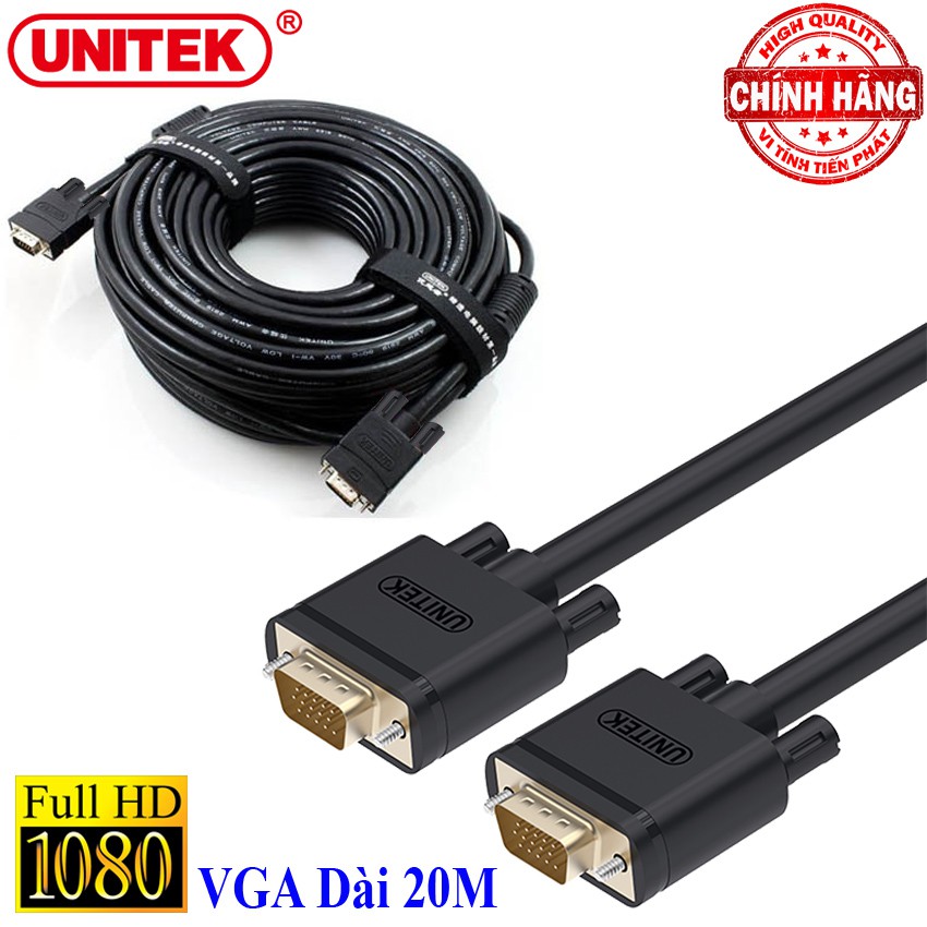 Dây cáp màn hình VGA Full HD Unitek Y-C508G / Y-C508A Dài 20m