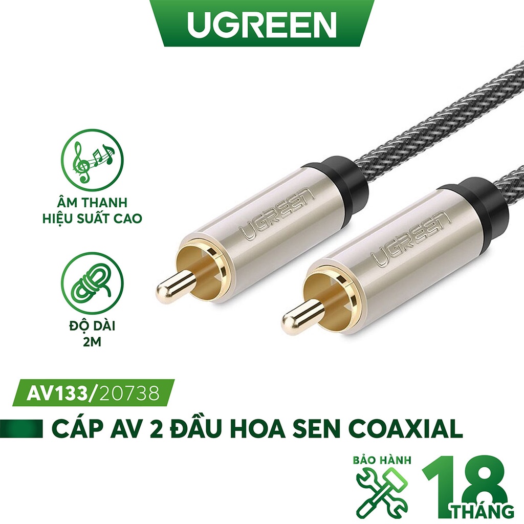 Cáp âm thanh số 2 đầu RCA Coaxial dài từ 1m đến 3m UGREEN AV133 - Hàng phân phối chính hãng - Bảo hành 18 tháng