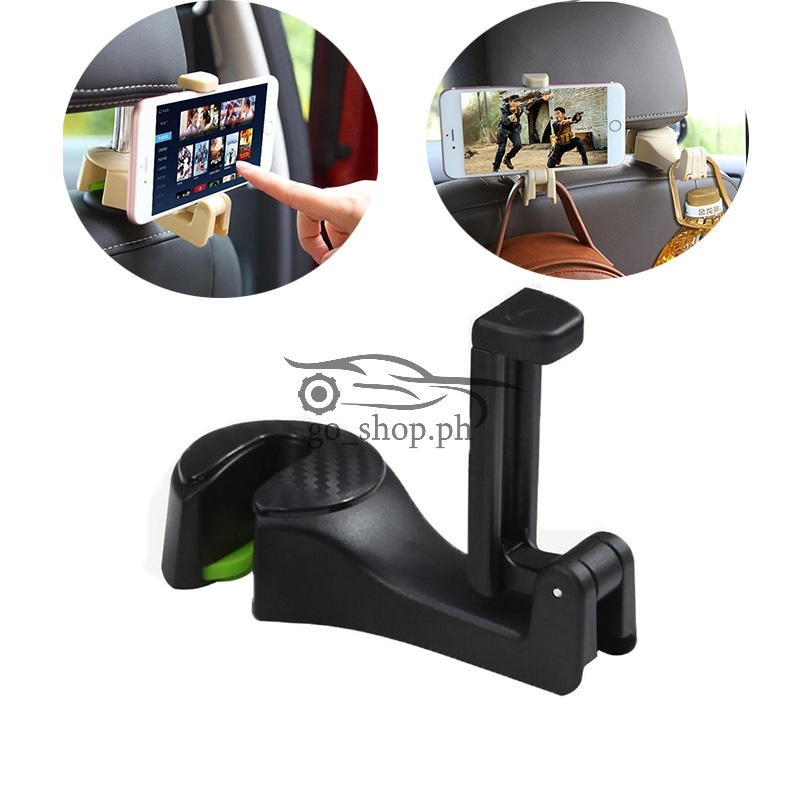 Móc treo đồ kết hợp kẹp điện thoại máy tính bảng vai ghế ô tô tiện lợi Móc Treo Túi Xách / Túi Xách / Ghế Sau Xe Hơi 2 Trong 1 Tiện Dụng