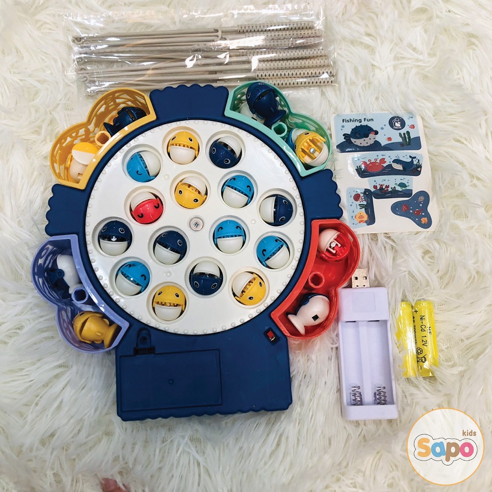 Bộ đồ chơi câu cá điện thông minh bằng nam châm,trò chơi giáo dục cho trẻ nhỏ sapo kids(tặng kèm pin sạc)