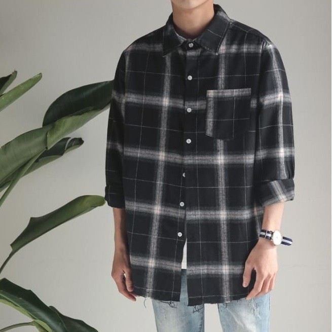Áo  khoác sơ mi nam nữ unisex tay dài caro form rộng trẻ trung năng động phong cách Hàn Quốc --DIRAZO