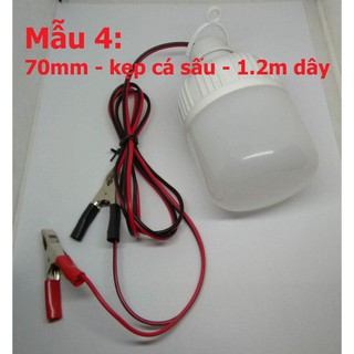 Bóng led tròn 12V 7W đui E27 / kẹp acquy