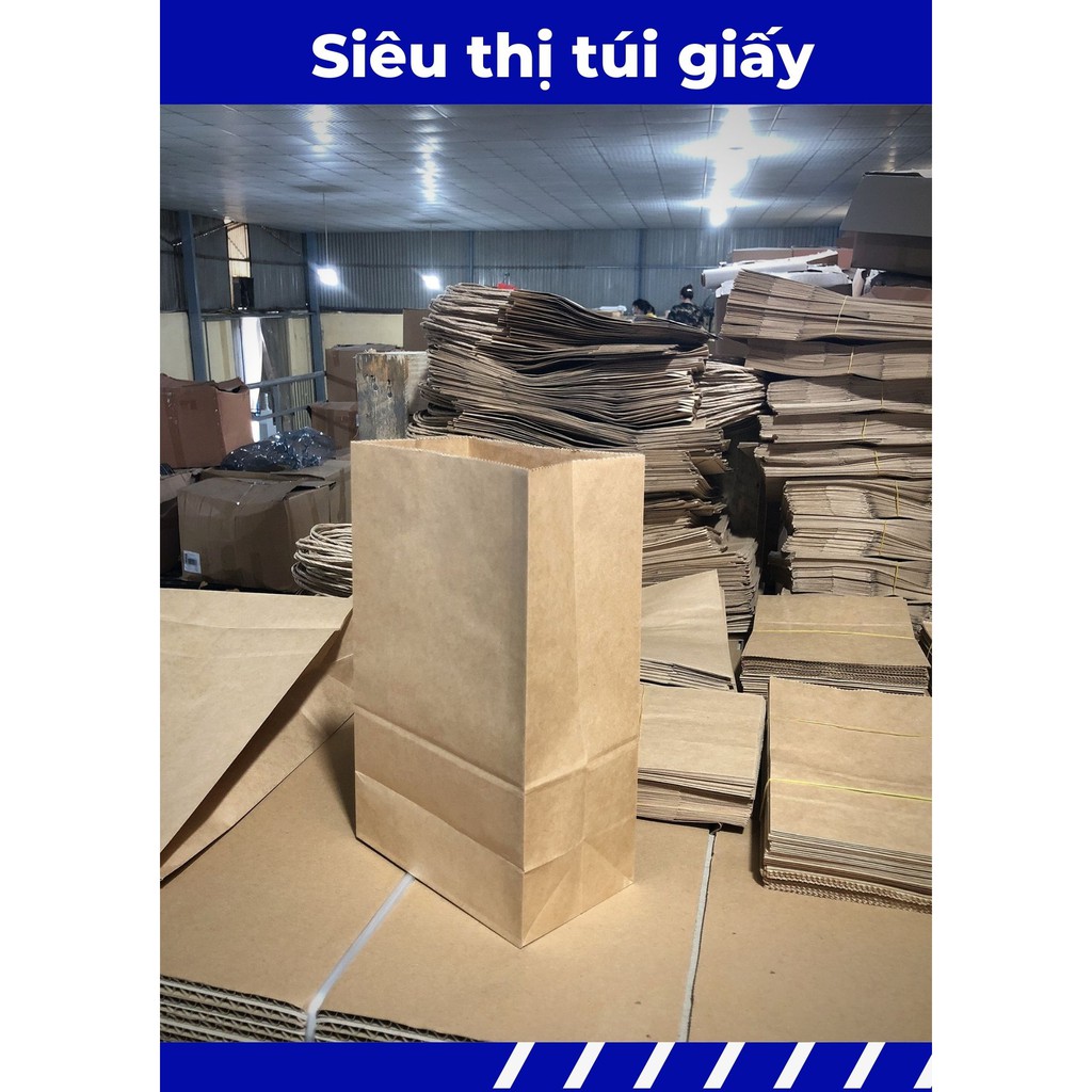 COMBO 100 CHIẾC TÚI GIẤY KRAFT XI MĂNG S1: 15.5x9x25 cm KHÔNG QUAI ( ẢNH THẬT SHOP TỰ CHỤP)