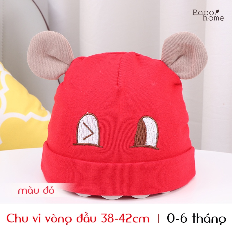 Mũ nón sơ sinh COTTON mềm êm cho bé 0-6 tháng, kiểu dáng trùm đầu an toàn, mềm mịn, 2 lớp không đường may phong cách HOT