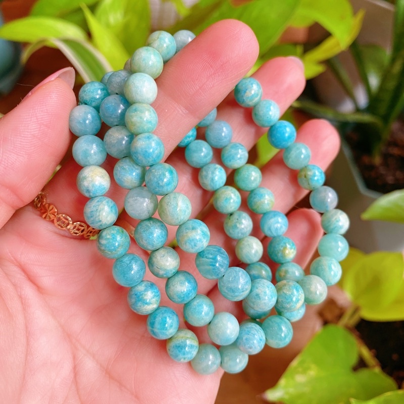 Vòng tay đá Năng Lượng Amazonite, Viên đá yên bình, giảm stress, Healing