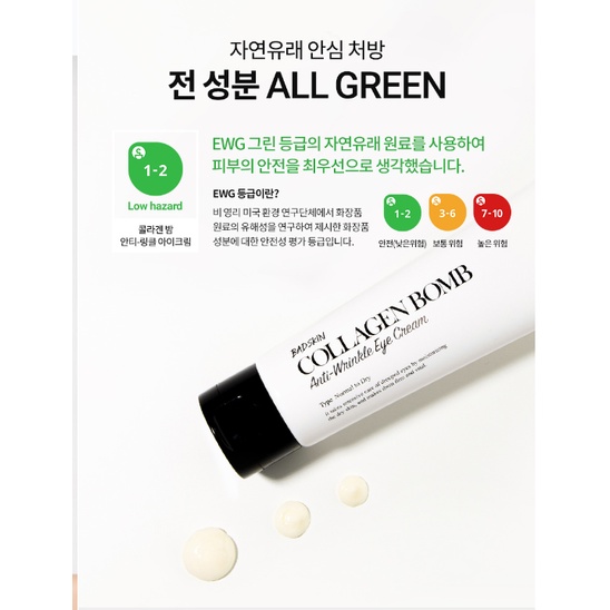 Kem dưỡng chống lão hóa, ngừa nhăn mắt Badskin Collagen Eye cream 90ml