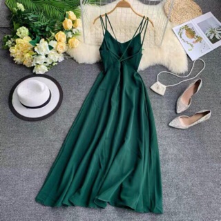 [ẢNH THẬT](đen L) Váy maxi hở lưng đan dây lưng màu trắng, xanh, đỏ, cam, vàng, đen đi du lịch đi biển