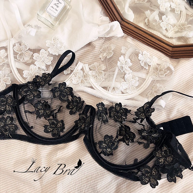 Bộ Đồ Lót Voan Mỏng Thêu Hoa Nổi Không Đệm Có Gọng Nâng Siêu Sexy Lacy Bra - B25 | BigBuy360 - bigbuy360.vn