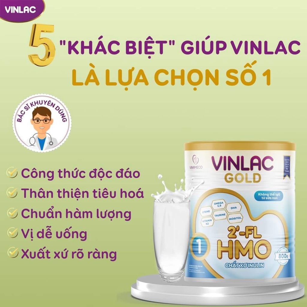 Freeship_Sữa Vinlac Gold 1 800g cho bé từ 0-24 tháng tặng khăn