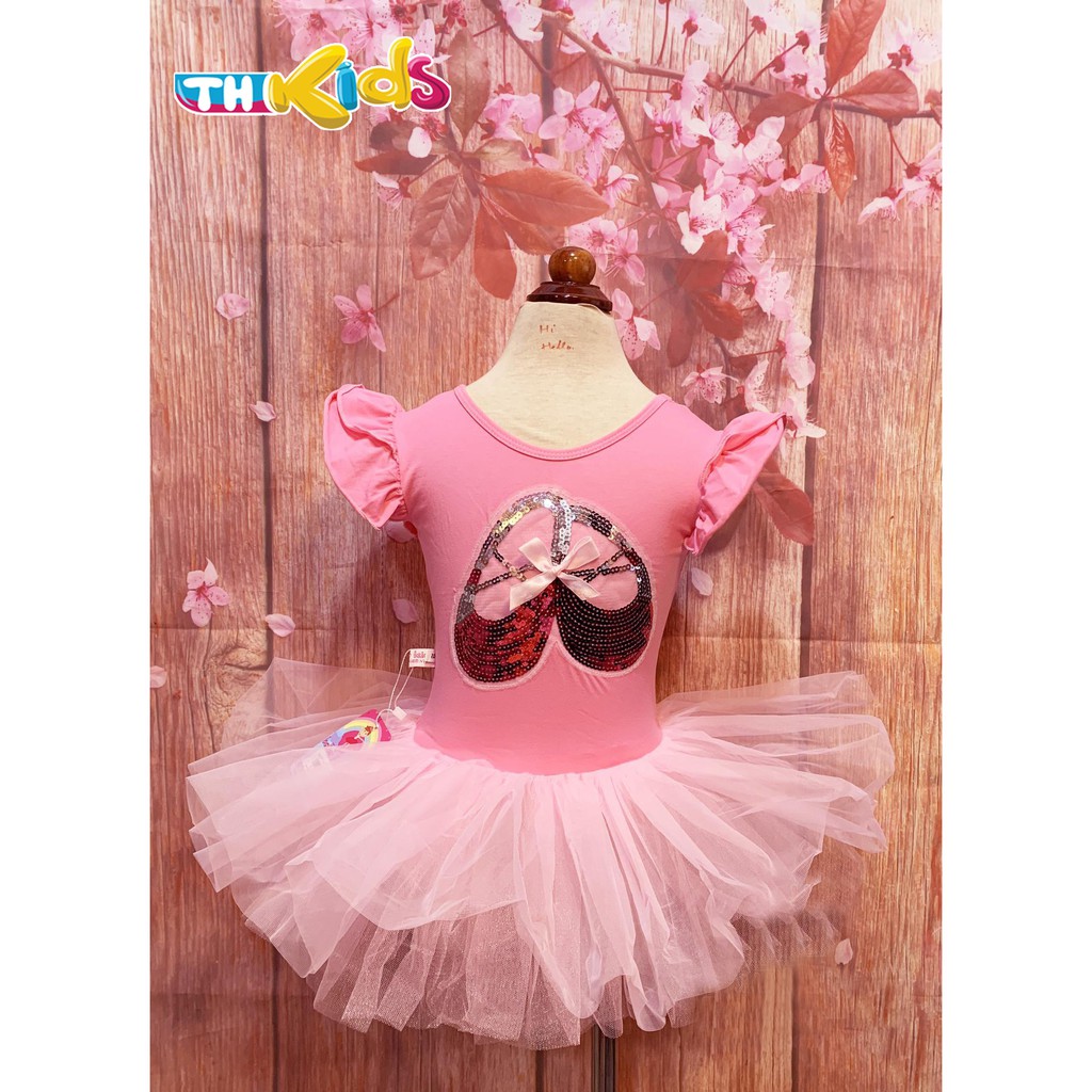 Váy Múa Ballet Trẻ Em Mẫu Thêu Kim Sa Hình Giày Chân Váy Xòe