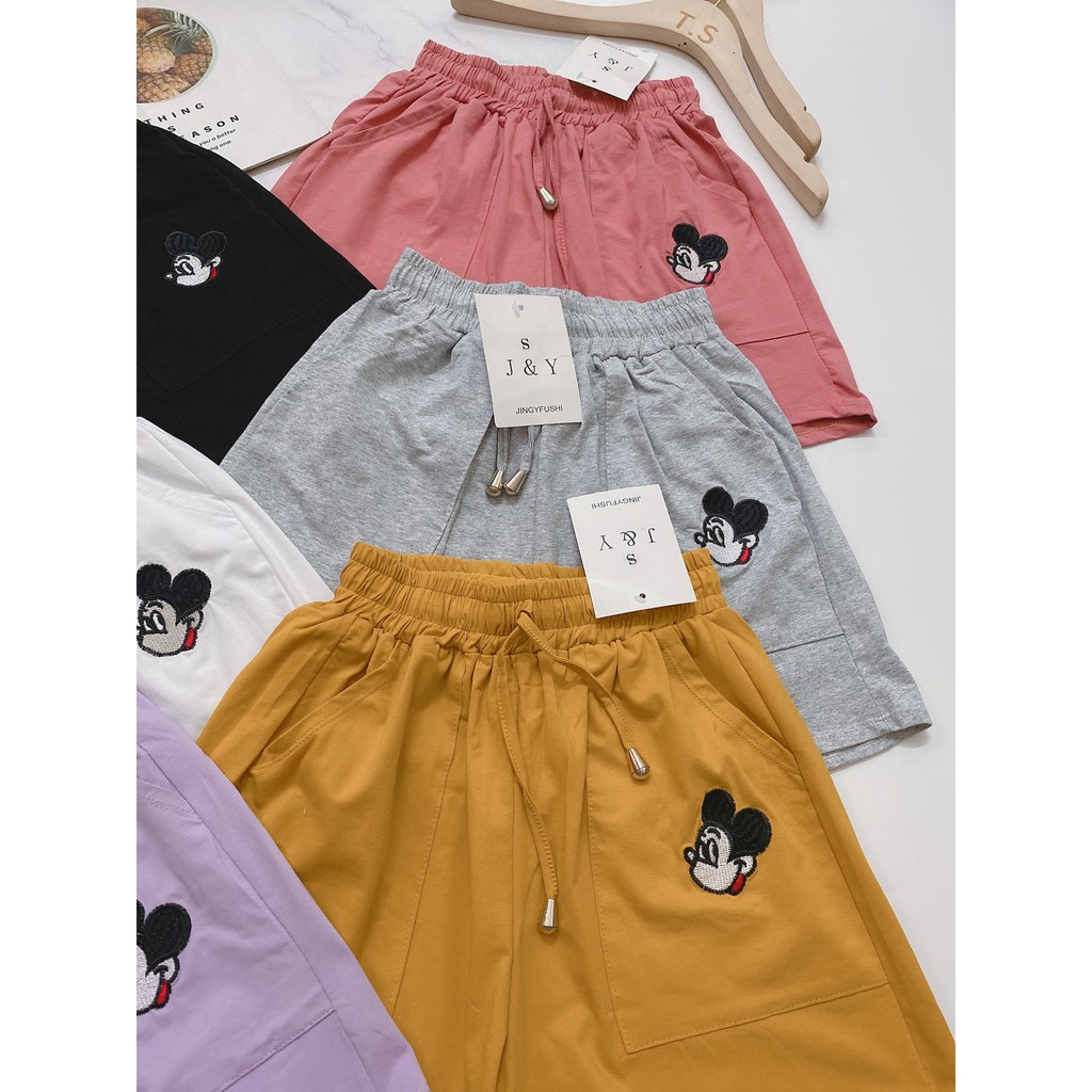 [Mã WASTUP5 giảm 10% tối đa 20K đơn 99K] BÁN SỈ Quần đùi cotton nữ thêu mickey chuẩn form siêu hot(ảnh thật + video) | BigBuy360 - bigbuy360.vn