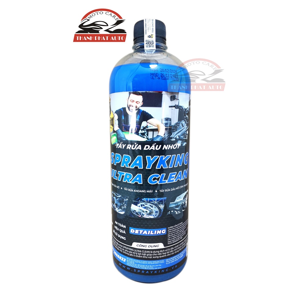 Dung dịch Srayking Ultra Clean tẩy rửa dầu nhớt chuyên dụng trên bề mặt kim loại Tặng kèm vòi xịt/ 1Lít