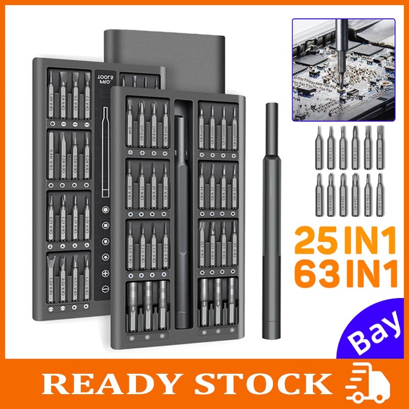 Bộ tuốc nơ vít 63 trong 1 từ tính tháo lắp đầu mũi khoan lục giác phillips sửa chữa điện thoại laptop đồng hồ máy ảnh