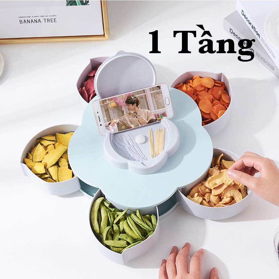 [FREESHIP❤️] KHAY ĐỰNG MỨT 10 NGĂN DẠNG XOAY HÌNH CÁNH HOA TẾT 2021