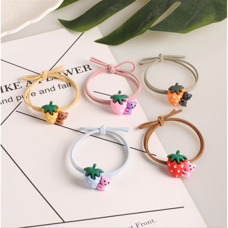 Dây thun cột tóc thoải mái gắn hình hoạt hình nhiều màu thời trang Hàn Quốc