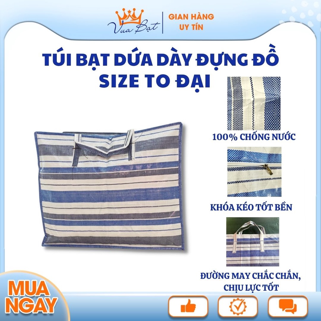 Túi bạt dứa kẻ sọc đựng đồ quần áo, vận chuyển, hộp đựng, có size lớn - Vua Bat ( Ảnh + video thật )