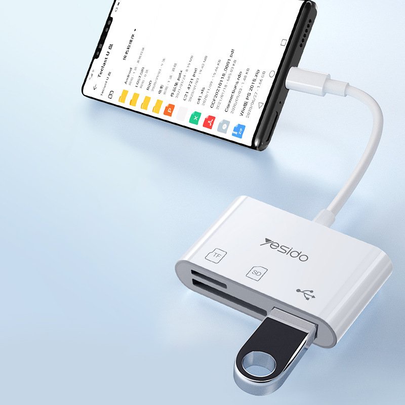 ĐẦU ĐỌC THẺ NHỚ TF / SD / USB OTG 3.0 ĐẦU TYPE-C YESIDO GS16