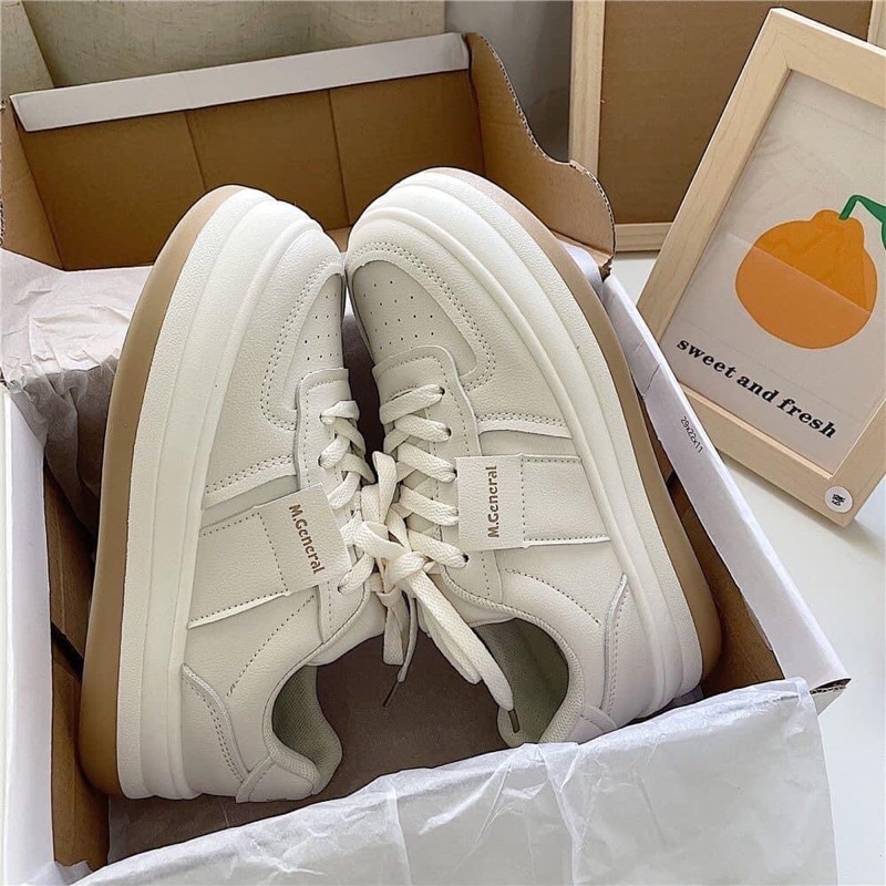 Giầy thể thao trắng có chữ đế bánh mì thời trang Nahada Shop