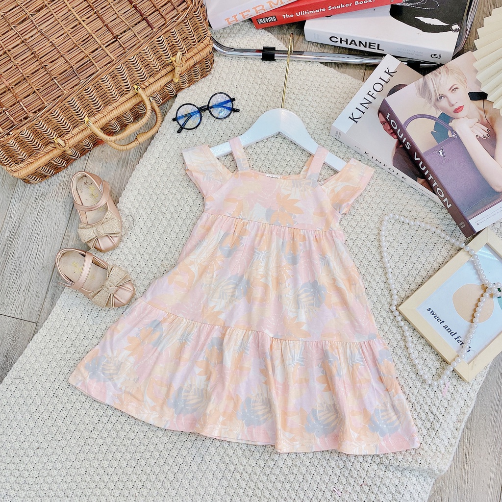 XẢ CẮT MÃ ✓12-22kg✓ Váy hở vai chất liệu cotton xuất cho bé cực xinh BẢNG MÀU 2