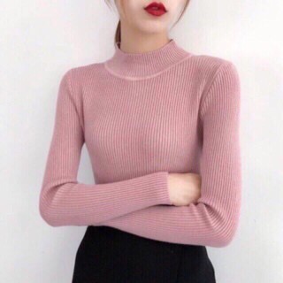 ⚡️FLASH SALE⚡️ÁO LEN TĂM TRƠN CỔ 3 PHÂN MÀU Hồng ( như  hình ) SIÊU R