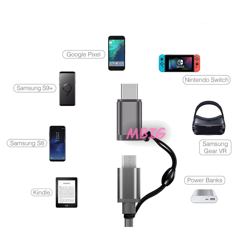 MG Type C Adapter Micro USB to USB-C Converter with Keychain for Samsung HTC MacBook @vn