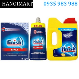 Combo Muối Rửa Bát Finish 1.5kg + Bột Rửa Bát 2.5kg + Nước Làm Bóng 750ml
