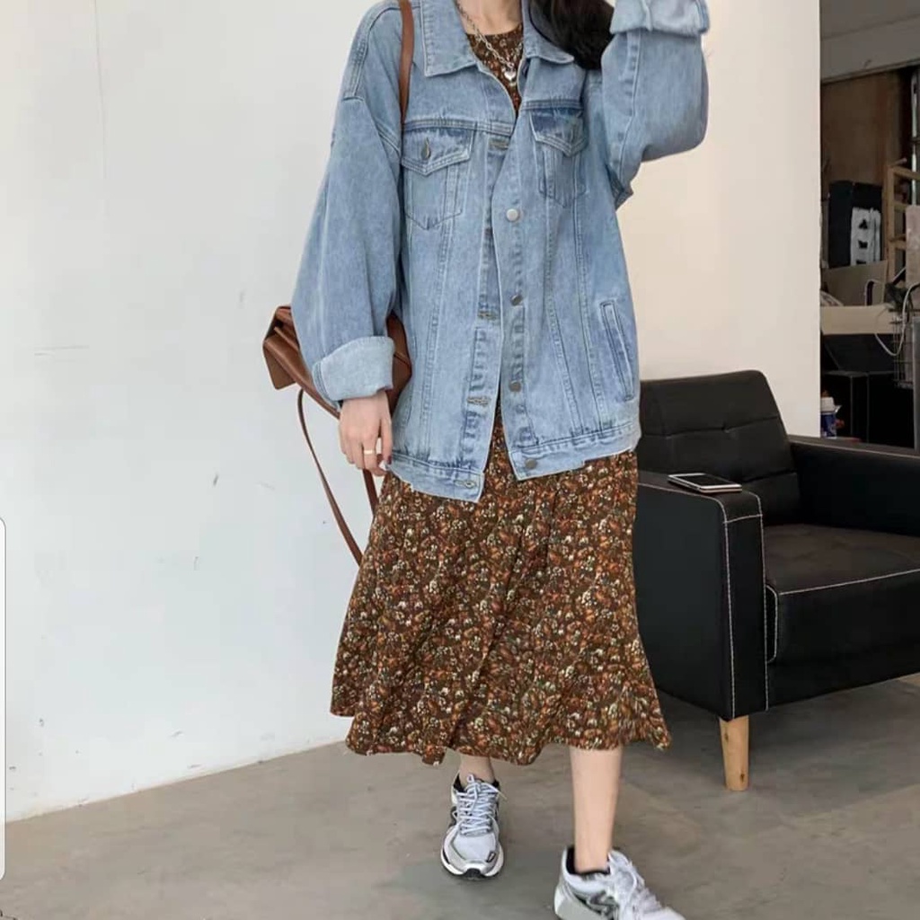 Áo khoác denim nam nữ form rộng MEANSTORE jacket jean cao cấp Rin bò unisex màu đen, xanh bạc, xám khói