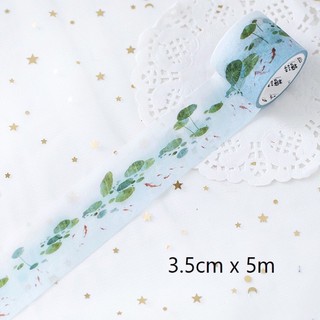 (Chu kỳ) Băng dính trang trí washi tape hoạ tiết hồ sen cá vàng