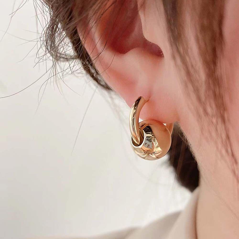 Bông Tai Dạng Xỏ Hình Tròn Bằng Kim Loại Tinh Tế Ngọt Ngào Cho Nữ MXMUSTY