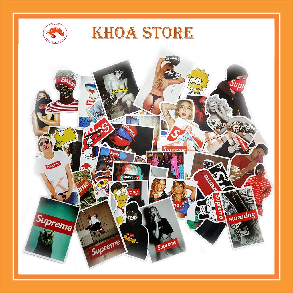 Sticker graffiti supreme hot nhất chống nước hình dán xe vali laptop mũ bảo hiểm bàn học nhạc cụ ván trượt