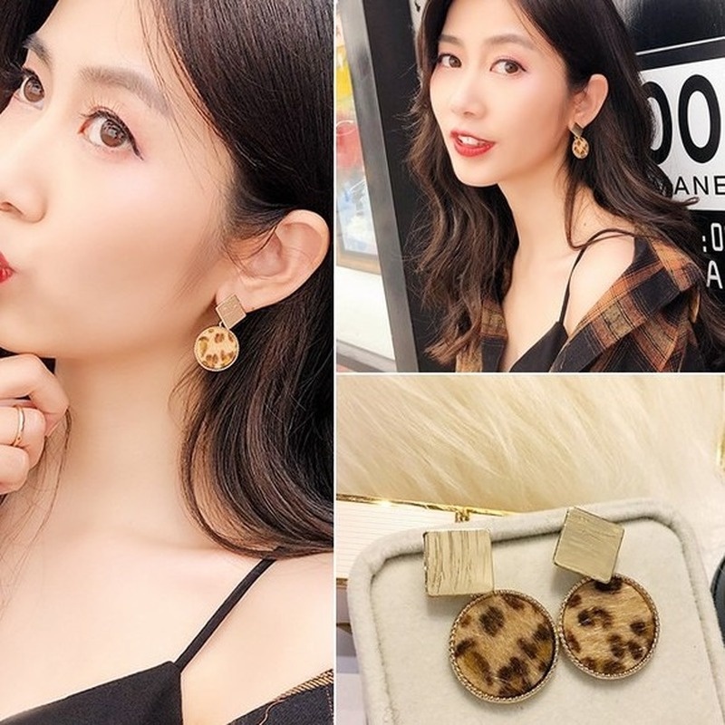 Bông Tai Họa Tiết Da Báo Phong Cách Âu Mỹ Cá Tính