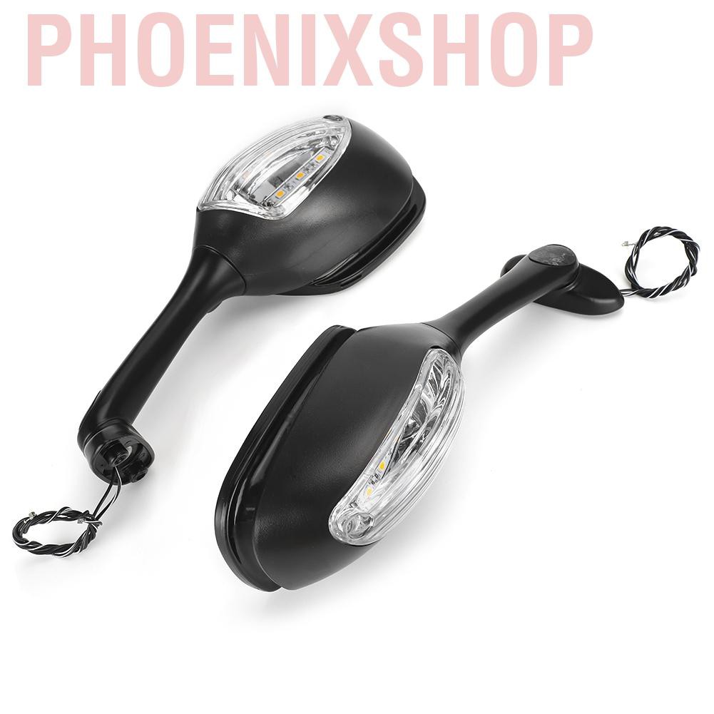 Set 2 Kính Chiếu Hậu Có Đèn Led Xi Nhan Dành Cho Mô Tô Su-Zuki Gsxr1000 Gsxr600 / 750