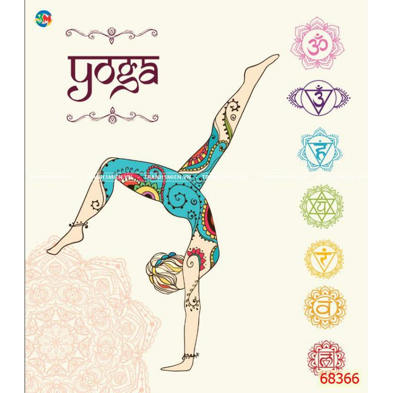 tranh yoga 3d dán trang trí tường keo sẵn