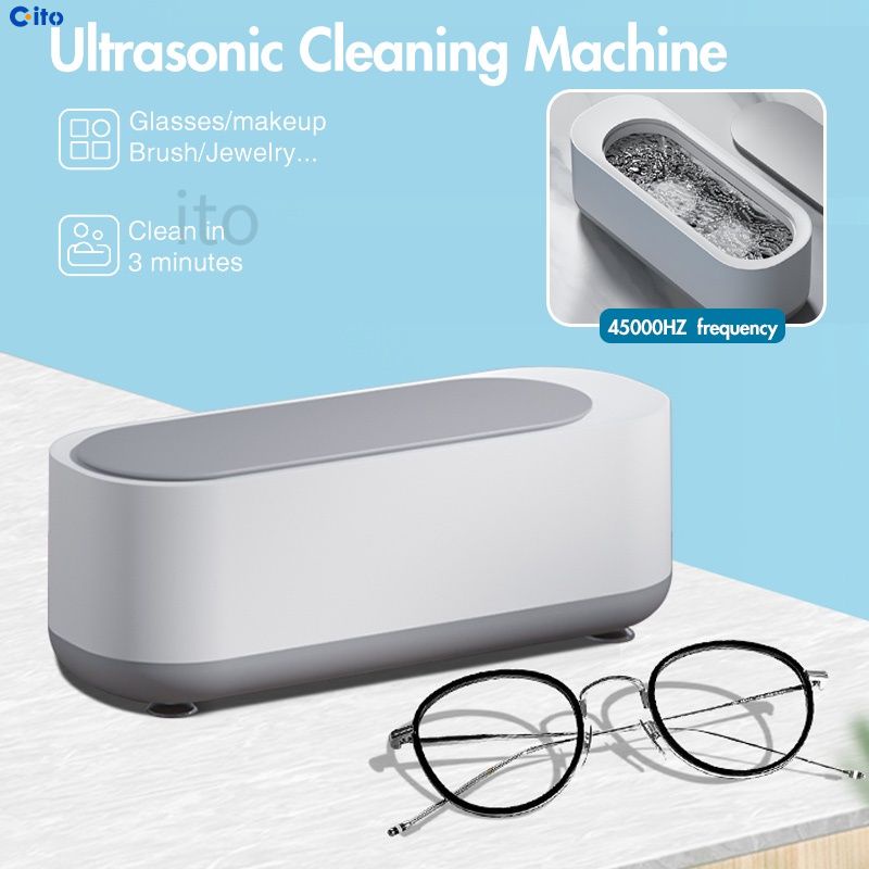 【In Stock】Ultrasonic Bụi Mini Di Động Siêu Âm Làm Sạch Máy Màn Hình LED Hiển Thị Đồng Hồ Kính Vệ Sinh