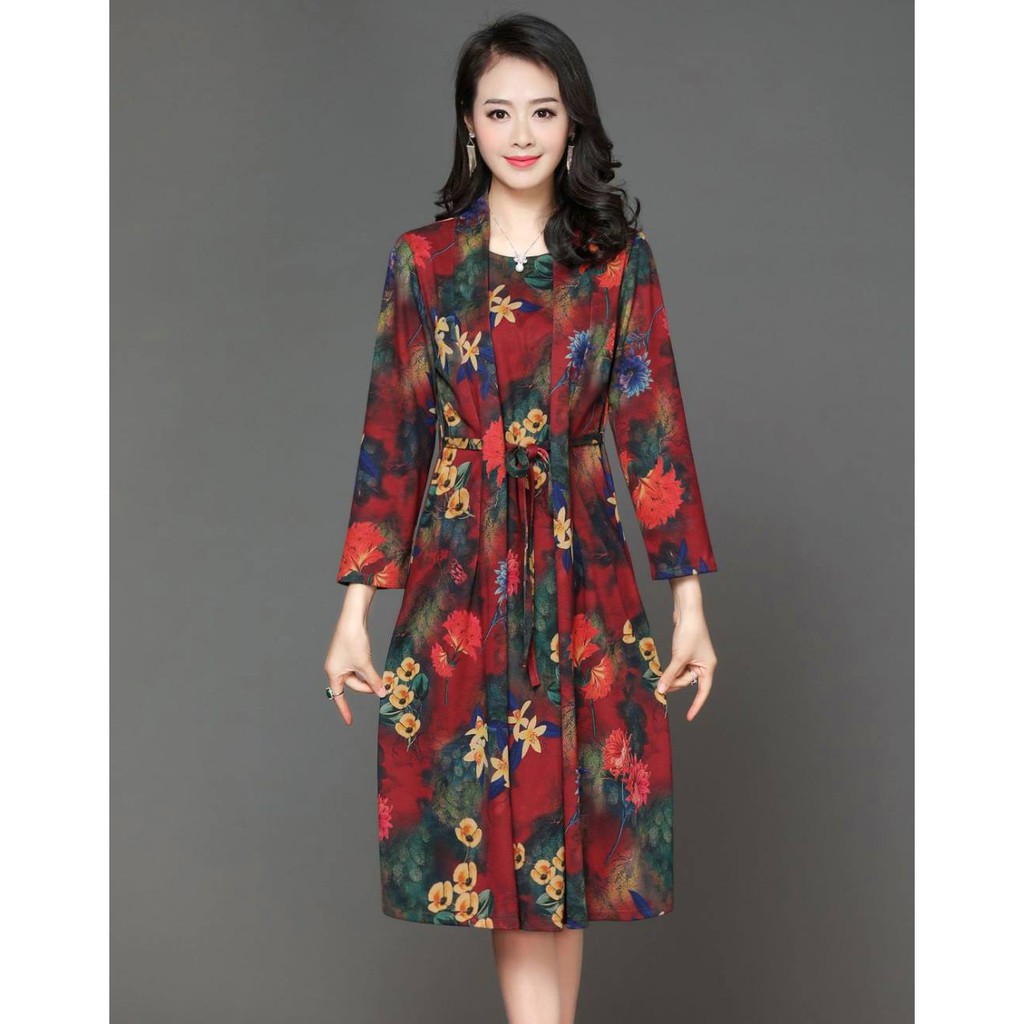 [XẢ HÀNG] Đầm trung niên mùa đông ấm áp TN001