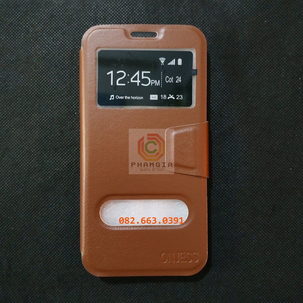 Ốp lưng Samsung A8 có đồng hồ xem giờ, chất liệu da sang trọng