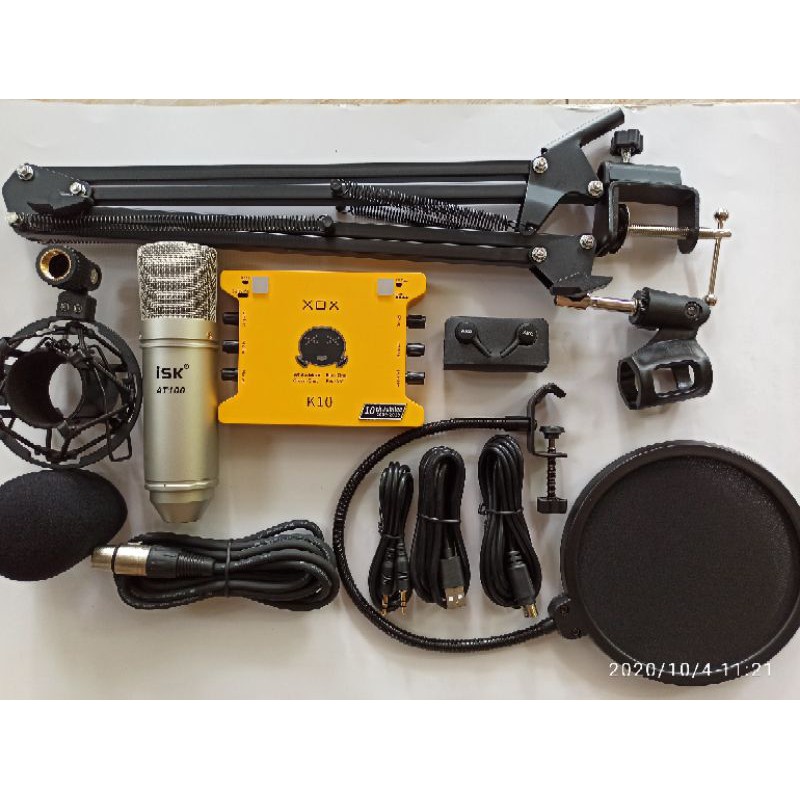 Bộ Combo Soundcard K10 2020 và Míc ISK AT100 + Full Phụ kiện