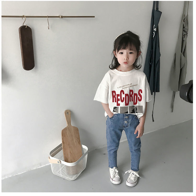 Fashion children's new Korean girl pure cotton short-sleeved T-shirt