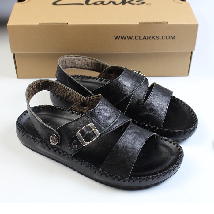Dép Sandal CLarks Quai Ngang Nam Da Bò Thật .Sandal 2 Quai ( LKSD2Q)