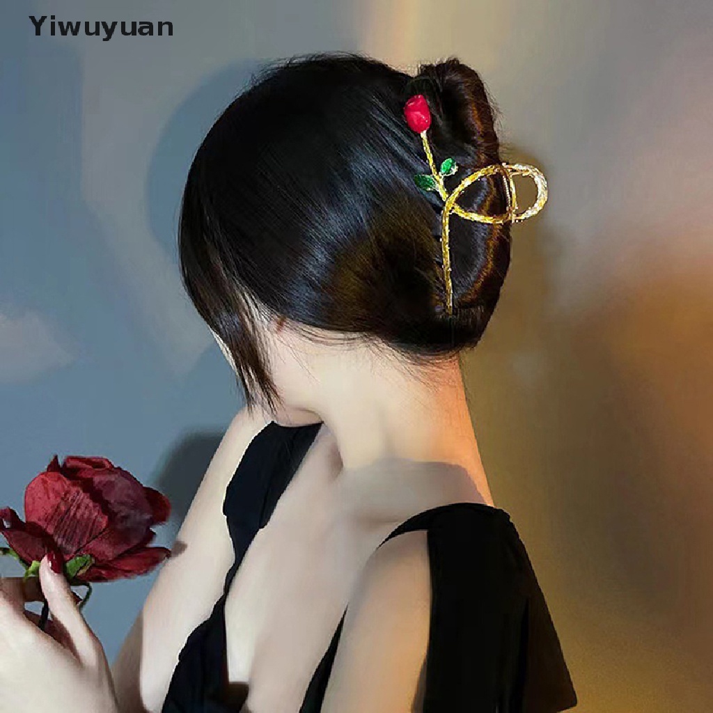 &lt;Yiwuyuan&gt; Fashion Rose Flower Hair Claws Geometric Hair Clamp Women Girls Hairpin On Sale