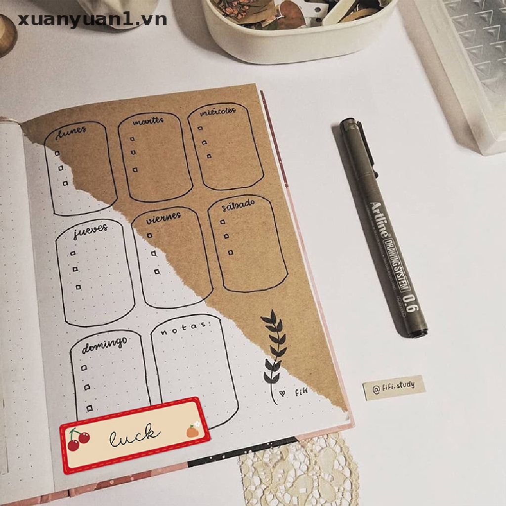 Cuộn 120 Nhãn Dán Ghi Tên Chai Lọ Họa Tiết Hoạt Hình Dễ Thương