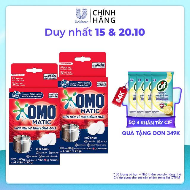 Combo 8 Viên Nén Vệ Sinh Lồng Giặt OMO Matic (20gr/viên)