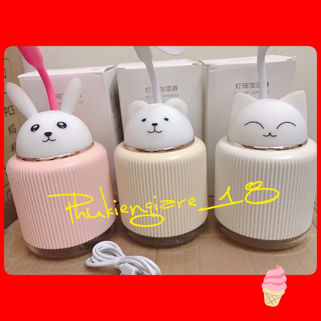 Quạt mini sạc điện để bàn siêu xinh có đèn led+ phun sương tự động cao cấp