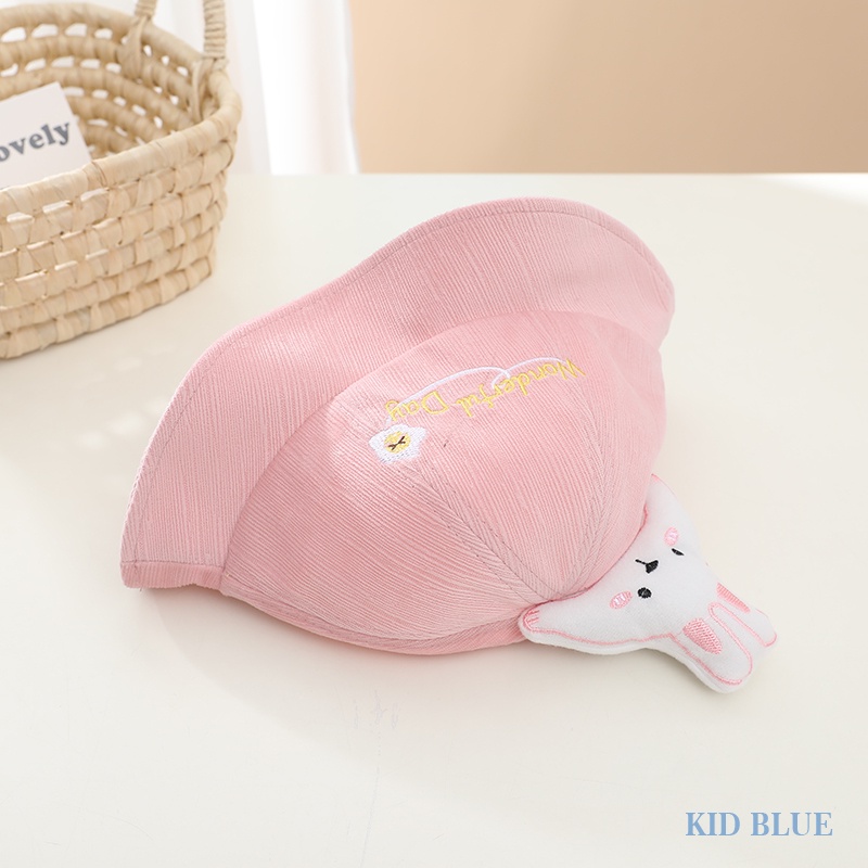 Nón Bucket Màu Trơn Thêu Họa Tiết Thú Hoạt Hình Dễ Thương Cho Bé