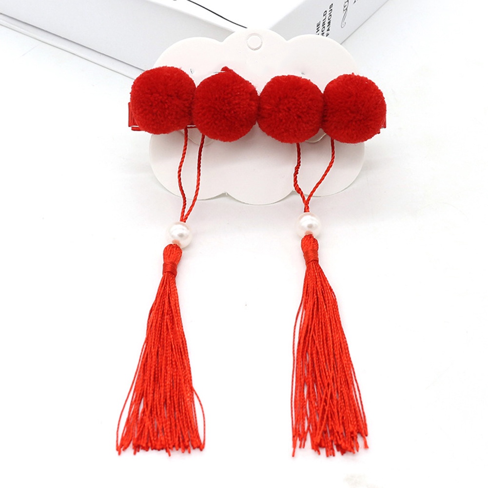 Cặp kẹp tóc tua rua phong cách Trung Hoa cho bé gái