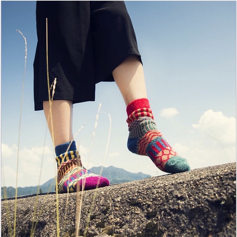 [TonaShoe] Tất Thổ Cẩm Cổ Cao Vintage Nam Nữ M20