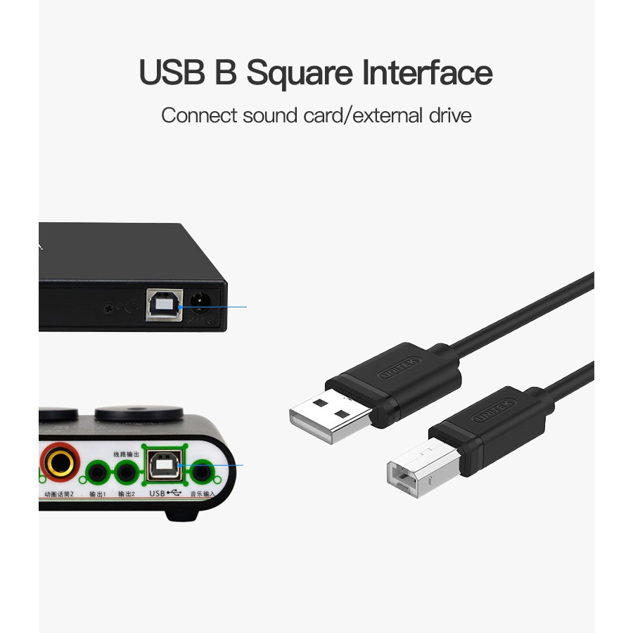 Cáp máy in USB 2.0 Unitek độ dài từ 1,8M tới 10M tốc độ cao